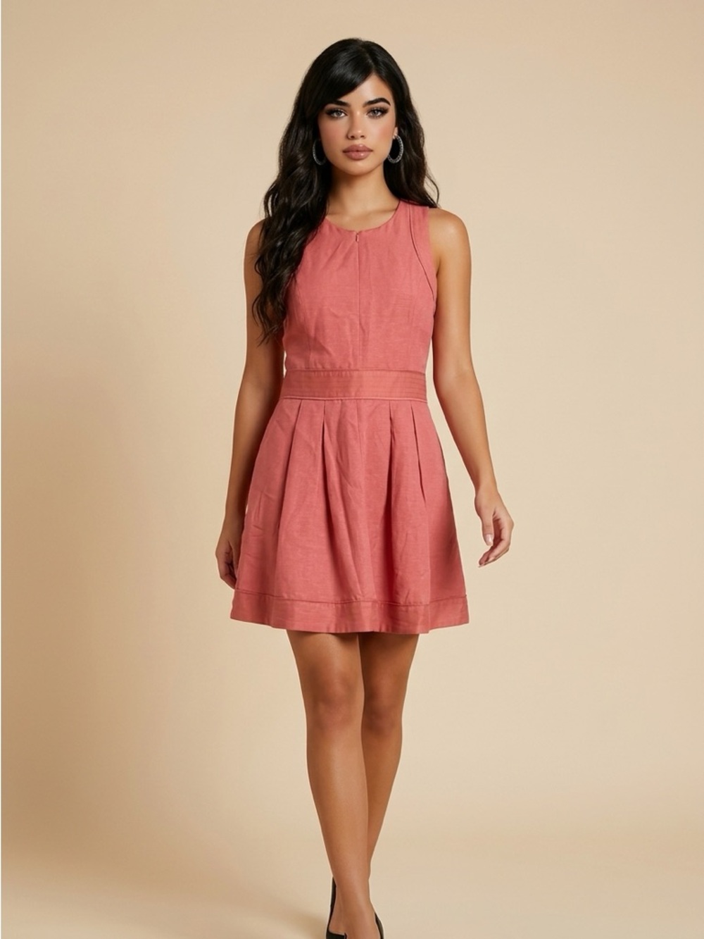 Armani Exchange Dusty Rose Sleeveless Fit-and-Flare Dress